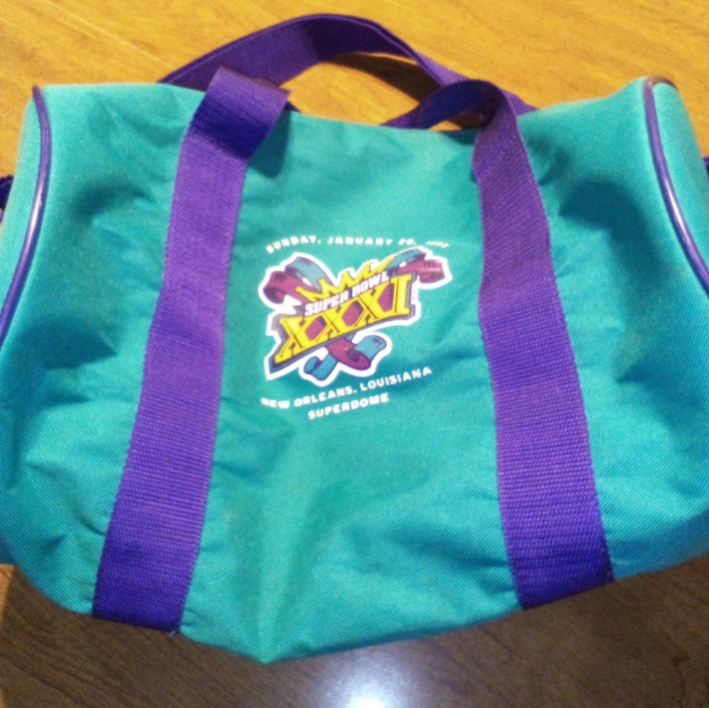 Super Bowl XXXI 1997 Teal/Purple Official NFL Small Duffle Bag